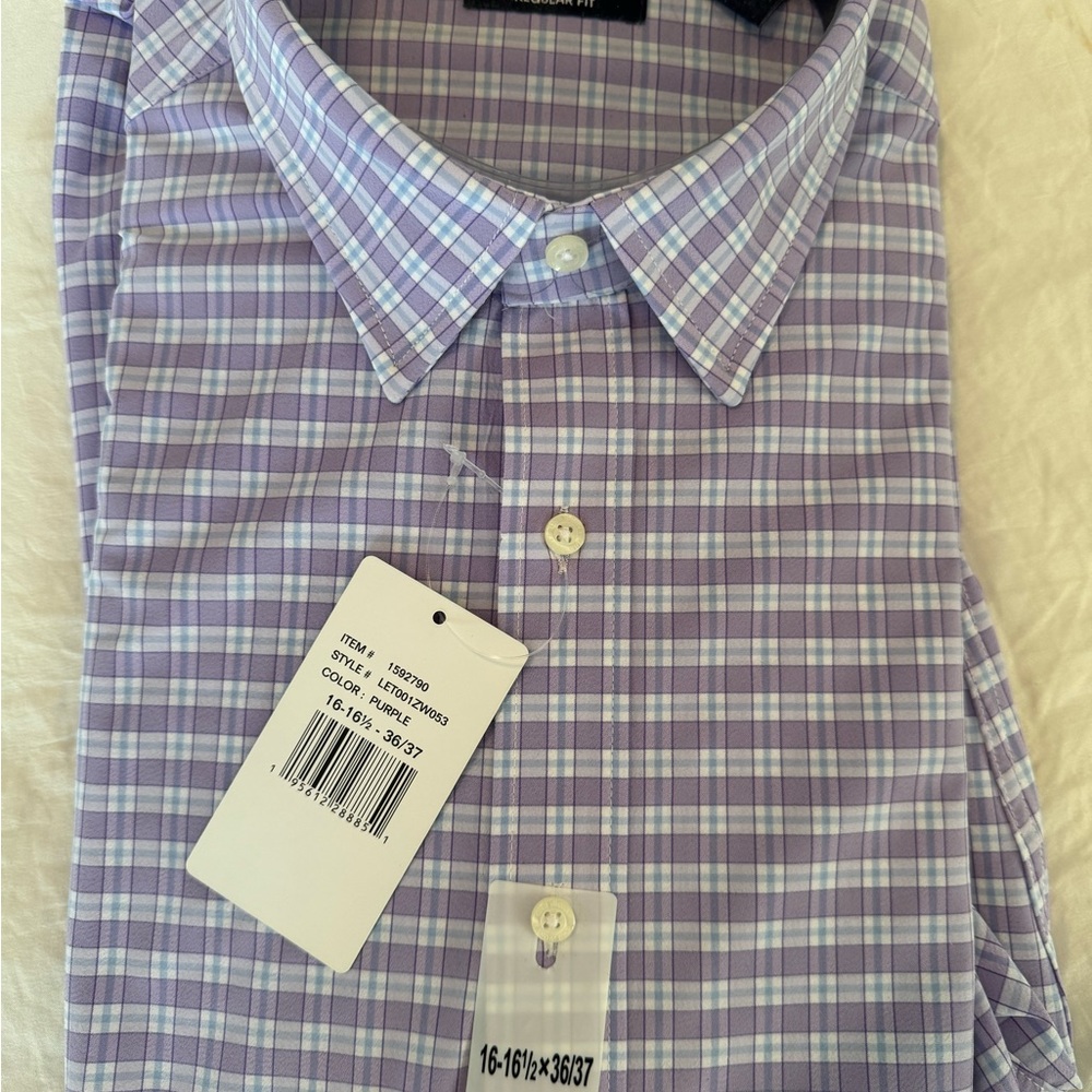 Men's Lands End Purple Checkered Shirt
